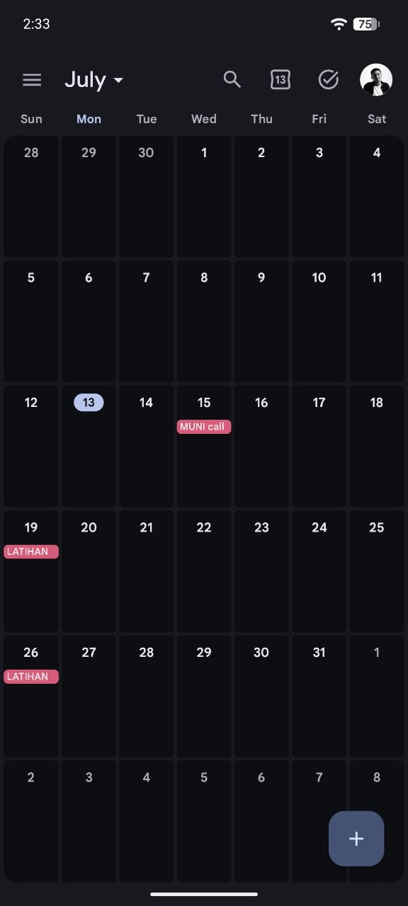 Jadwal AYSO tampil di aplikasi Google Calendar Android